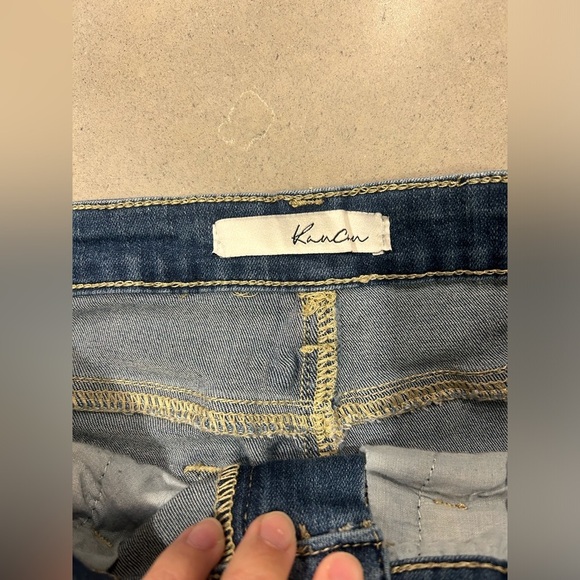 Kancan Denim Mini Skirt Women’s 25 Blue Distressed Raw Hem - Picture 3 of 7